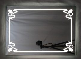 világító tükör 80 x 60 cm LED világítással szecessziós mintával, kapcsolóval