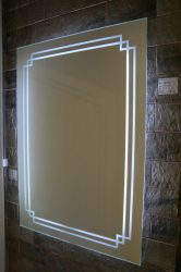 világító tükör 60 x 80 cm LED világítással dupla fénycsíkkal, kapcsolóval