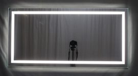 világító tükör 122 x 60 cm 2,5 cm széles LED világítással, kapcsolóval