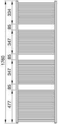 Zehnder Toga radiátor 180 x 60 cm, elektromos, krómozott