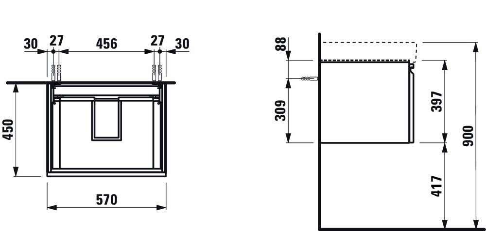 Laufen pro s alsó szekrény mosdóhoz egy belsŠfiókkal 57 cm ...